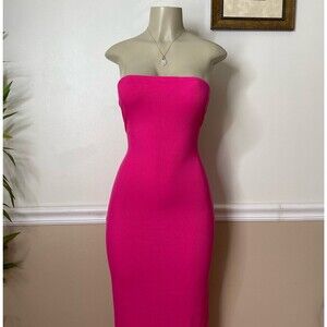 See You Monday Women’s Ribbed Bodycon Strapless Maxi Dress